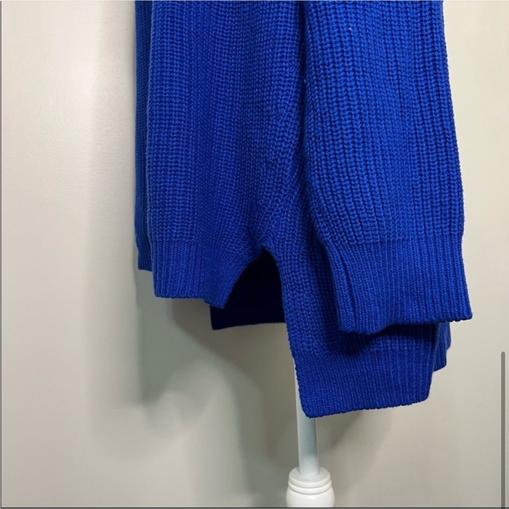 Express Black, Blue, & White Crewneck Chevron Shaker Knit Oversized Sweater, Sm - Picture 8 of 11